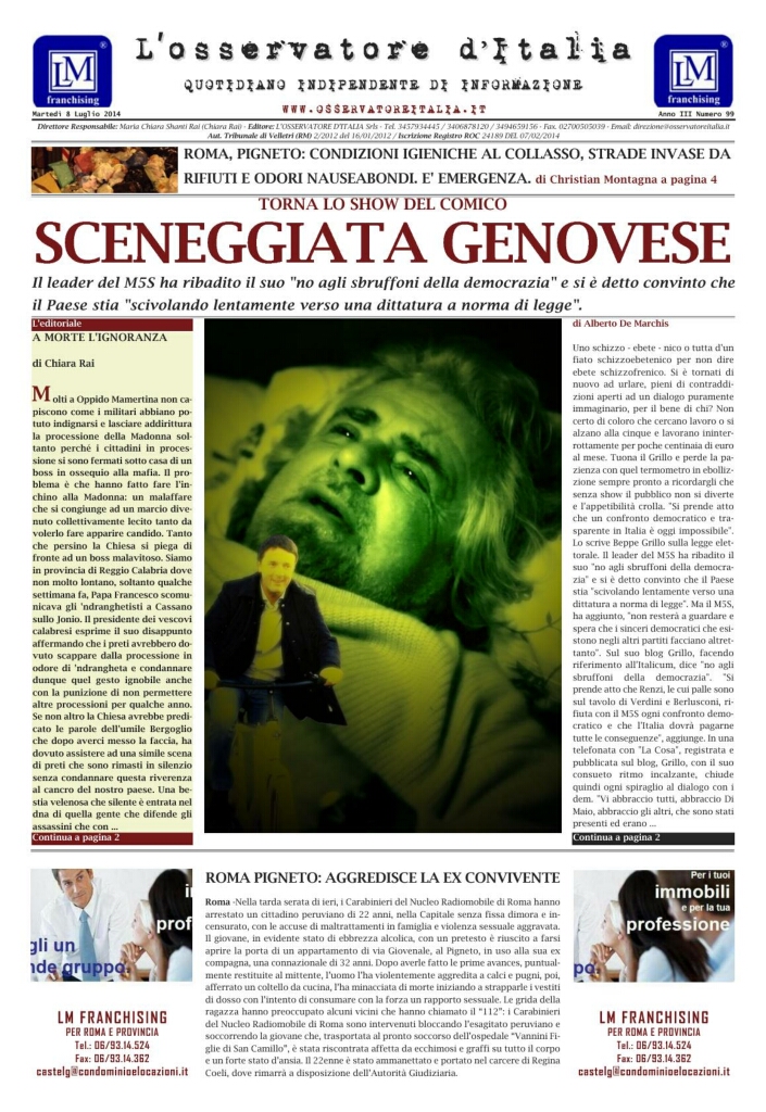 L'osservatore d'Italia edizione del 8 Luglio 2014